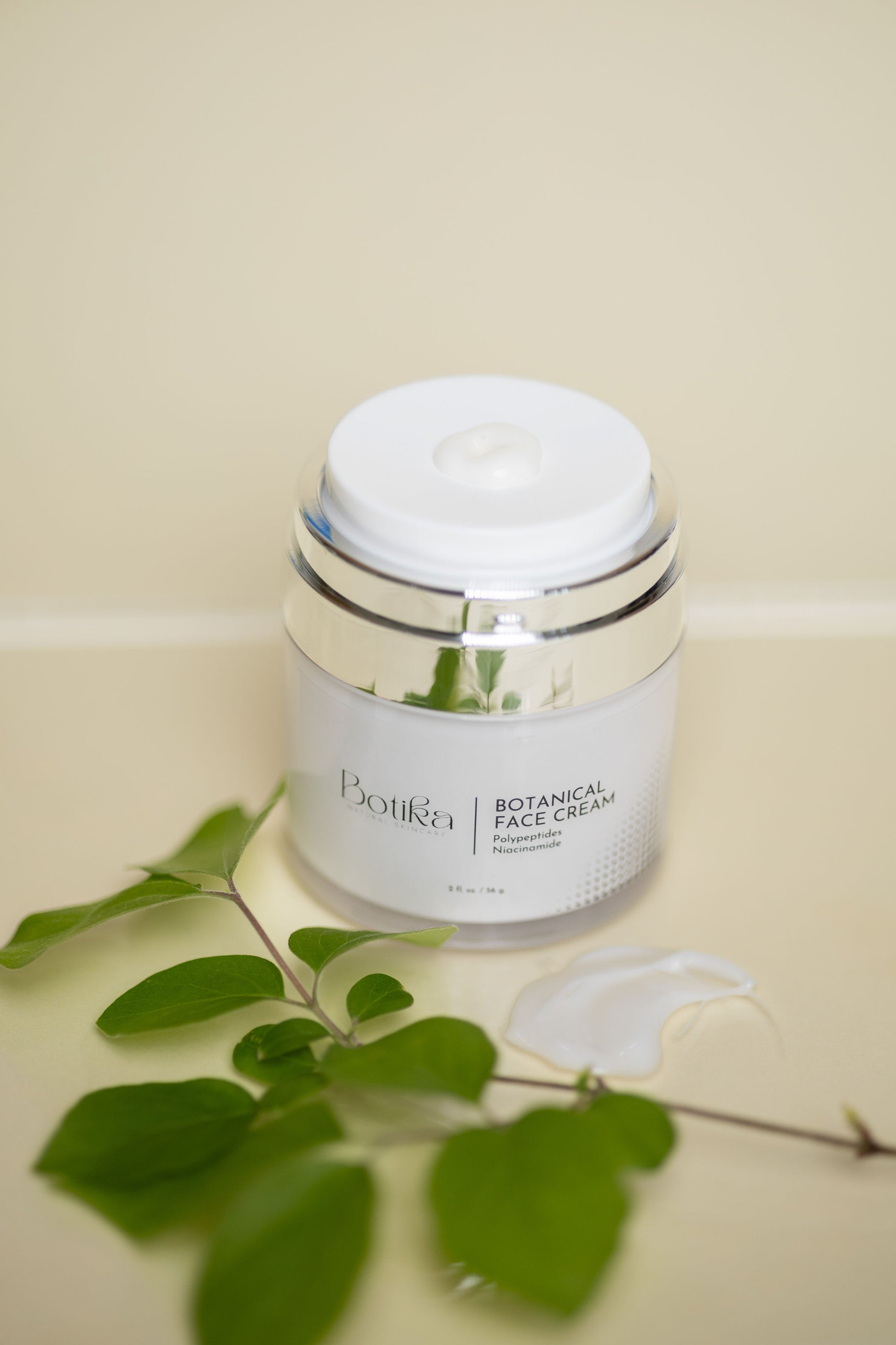 botanical derived face cream with natural plant extracts
