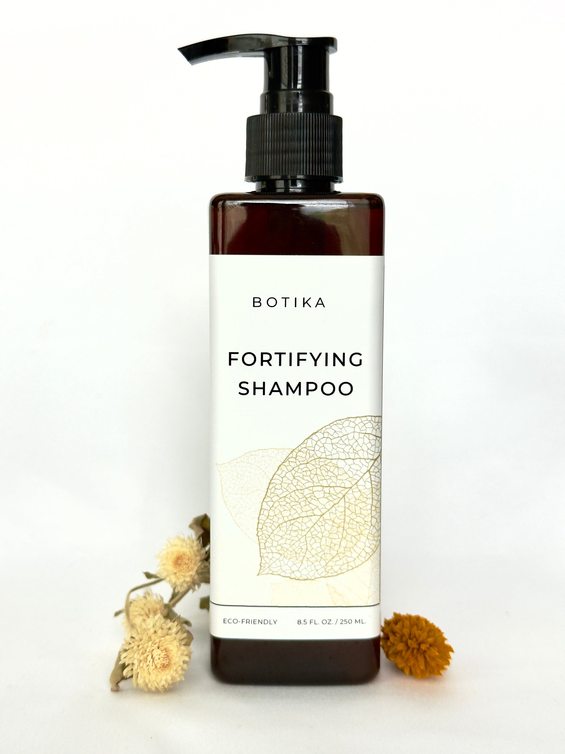 Botika Fortifying Shampoo standalone bottle — natural hair strengthening shampoo with ashwagandha amla and rice protein